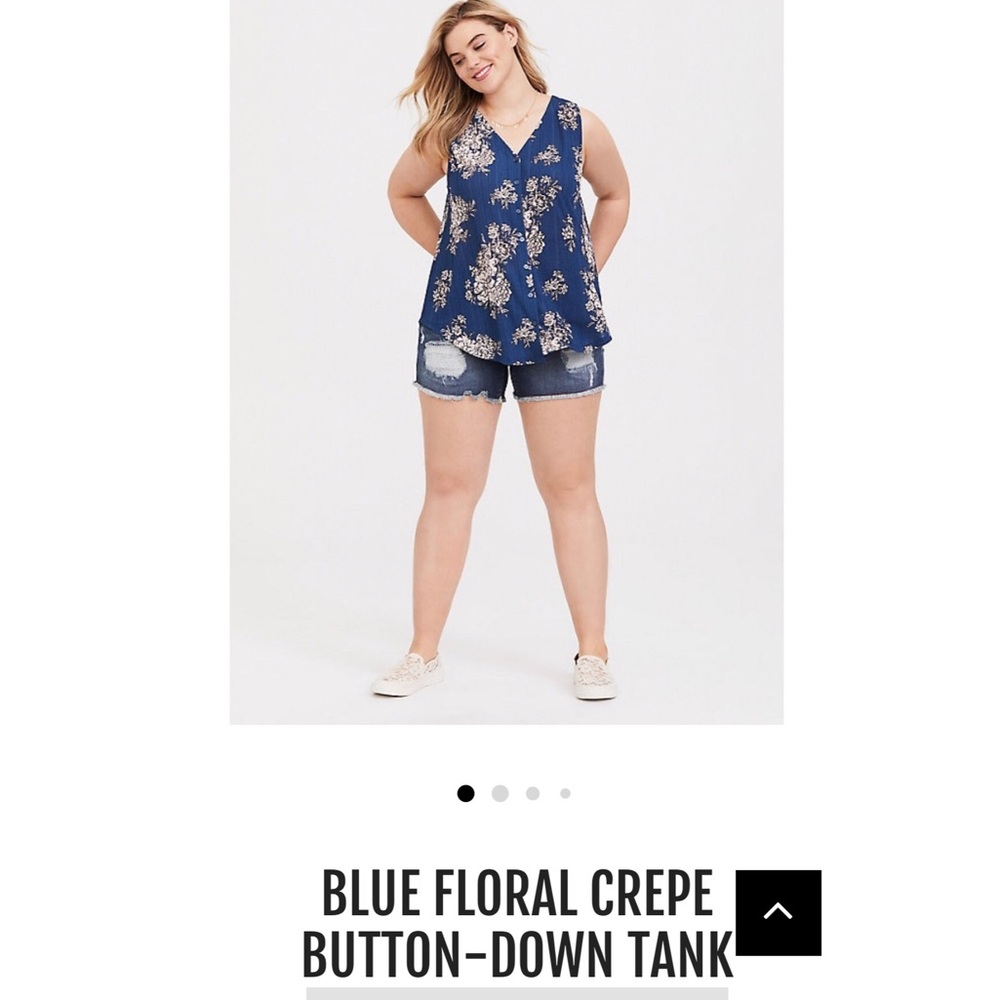 Blue Floral Crepe Button-Down Tank-NWT